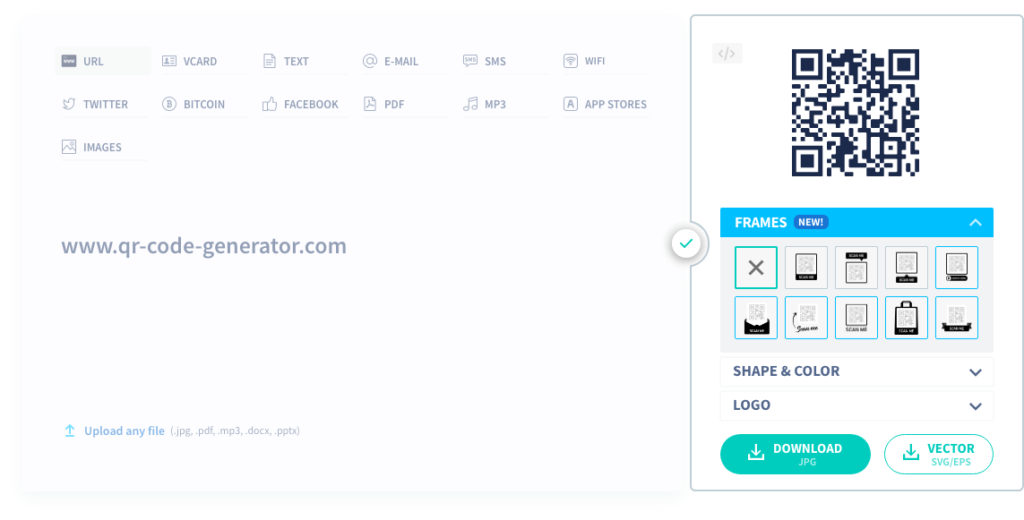 A continuación, selecciona Descargar para obtener el archivo de código QR en JPG.