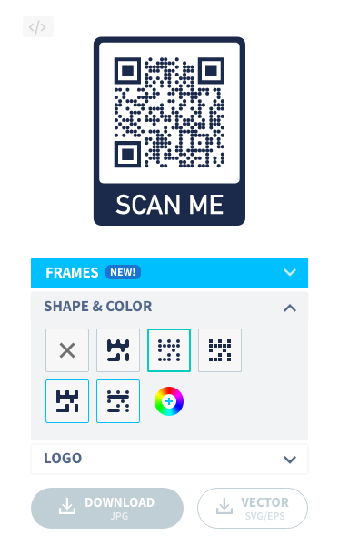 Cambia el estilo y la forma del código QR