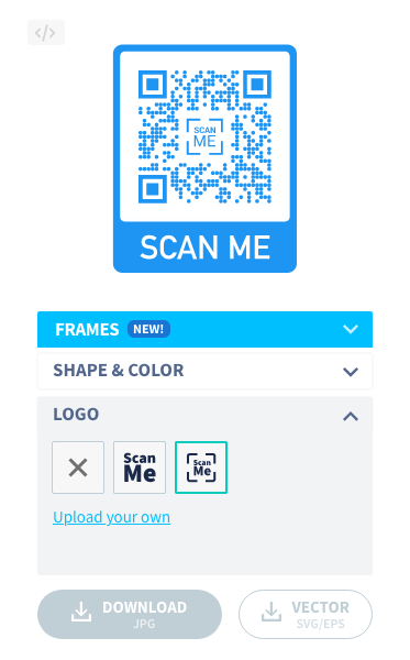 Añade tu logotipo al centro del código QR