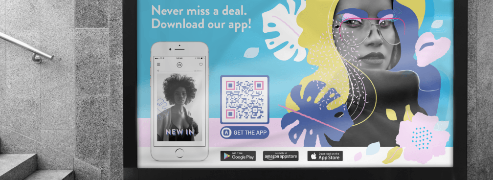 Ejemplo de un código QR en un anuncio de una tienda