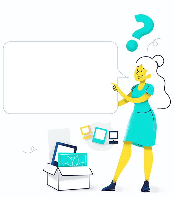 Una ilustración que anima a los usuarios a contactar con el equipo de atención al cliente de QR Code Generator por email o chat