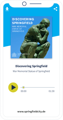 Una página de destino del QR Code con una audioguía en mp3 sobre la historia de la ciudad.
