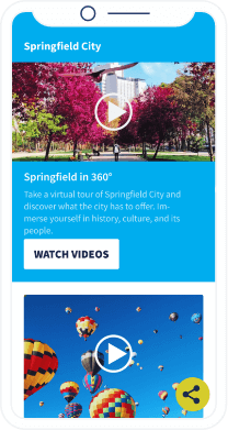 Una página de destino del código QR con un video que hace un tour por la ciudad.