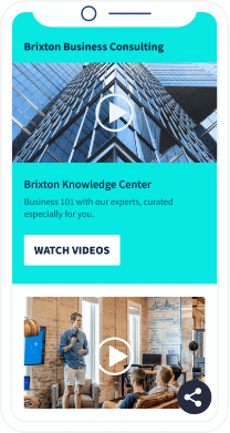 Una página de destino del código QR que muestra todos los canales de redes sociales de una empresa de consultoría.