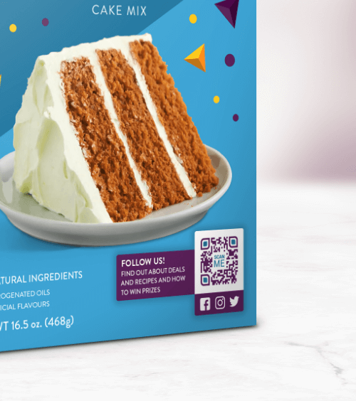 Envase de un producto alimentario con un código QR.