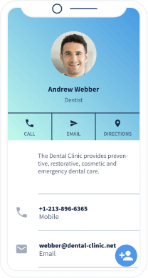 Página de destino con información de contacto de la clínica dental Dr. Andrew Webber