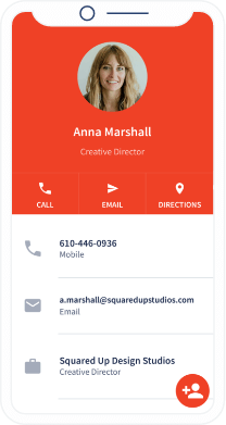 Página principal del QR Code que muestra los datos de contacto de una diseñadora