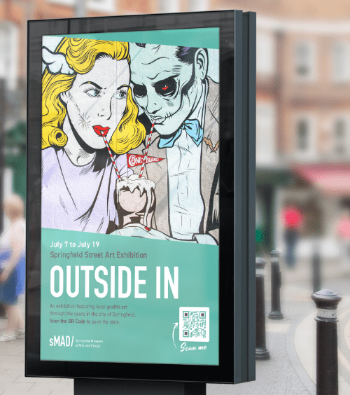 Ejemplo de un código QR promocionando un evento en el museo