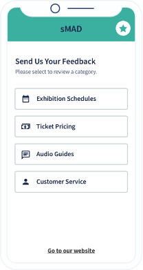 La página del código QR con un formulario de feedback de un museo