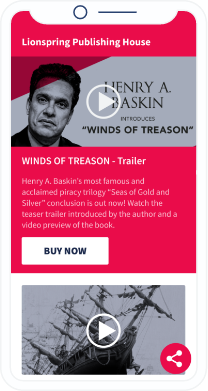 Una página de destino del código QR que muestra un book trailer para promocionar un libro recientemente publicado.