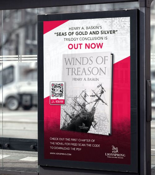Un anuncio de un libro con un código QR que muestra una vista previa gratuita del libro.