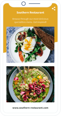 Ejemplo de Código QR Galería de Imágenes que muestra las comidas de un restaurante