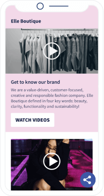 Página de destino del código QR con una opción para evaluar la última colección de moda.