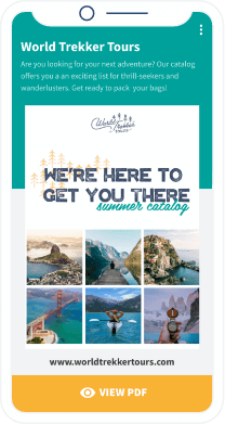 Landing page para descargar el catálogo de viajes de World Trekker Tours en formato PDF con información detallada sobre las vacaciones de verano