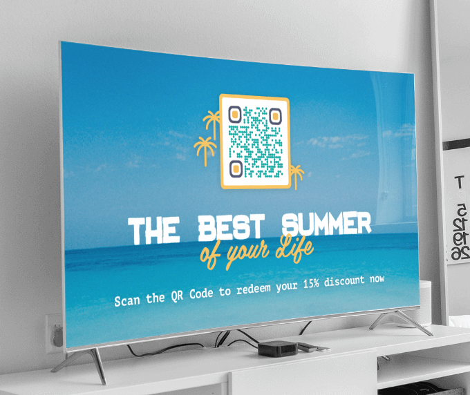 Ejemplo de un código QR en un anuncio de televisión de una agencia de turismo.