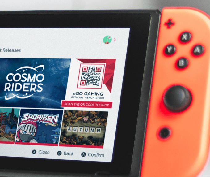 QR Code on a video game console to promote online store.