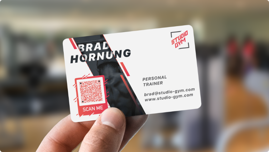 Un Código QR vCard en una tarjeta de visita